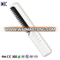 Mini portable plastic USB rechargeable electric cordless hair straightener comb flat iron hair straightener brush