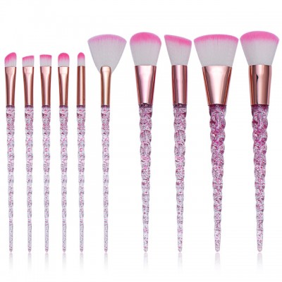 10pcs Diamond Makeup Brushes Set Crystal Brush Powder Blush Foundation Eye shadow Brush Make Up Kits Blending Brush