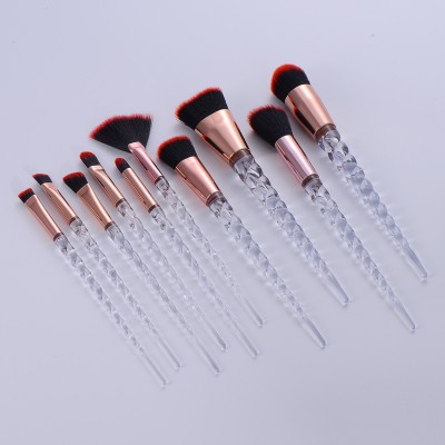 10pcs Amazon Hot Sale Clear Diamond Professional Brushes Private  Label Makeup Brush Set for Women Beauty