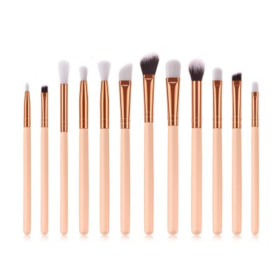 12Pcs Professional Eyes Makeup Brushes Set Wood Handle Eye shadow Eyebrow Eyeliner Blending Powder Smudge Brush